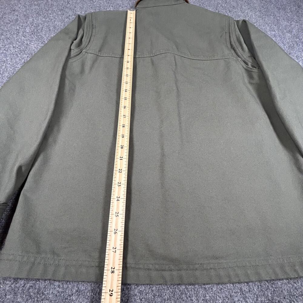 Eddie Bauer Chore Coat Jacket Mens Small Green Workwear Corduroy Collar Canvas - Picture 8 of 10